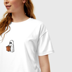 Женская футболка хлопок Oversize Привидение с пакетом хэллоуин - фото 2