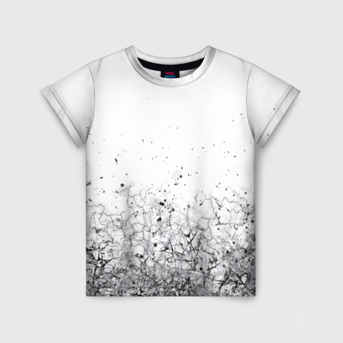 Детская футболка 3D с принтом Абстрактный геометрический фон с трещинами и брызгами, вид спереди #2