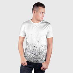 Мужская футболка 3D Slim Абстрактный геометрический фон с трещинами и брызгами - фото 2