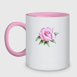 Кружка двухцветная Розовая роза акварелью
