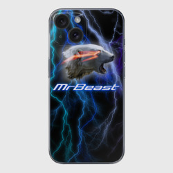 Чехол для iPhone 15 силиконовый с защитой камеры Мистер Бист - молнии