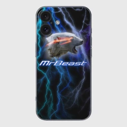 Чехол для iPhone 16 силиконовый с защитой камеры Мистер Бист - молнии