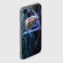 Чехол для iPhone 15 силиконовый с защитой камеры Мистер Бист - молнии - фото 2