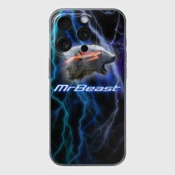 Чехол для iPhone 15 Pro Max силиконовый с защитой камеры Мистер Бист - молнии