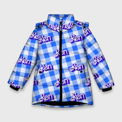 Зимняя куртка для девочек 3D Голубая клетка паттерн - Кен