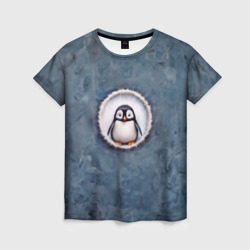Женская футболка 3D Маленький забавный пингвинчик