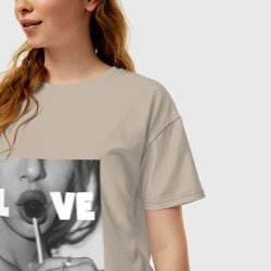 Женская футболка хлопок Oversize Непристойная девушка с чупа чупсом - love - фото 2