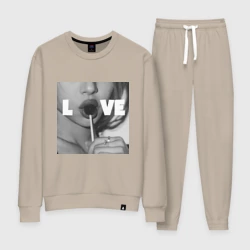 Женский костюм хлопок Непристойная девушка с чупа чупсом - love