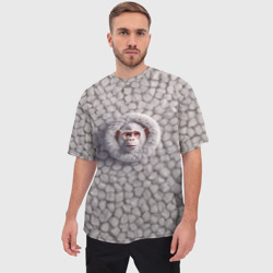 Мужская футболка oversize 3D Забавная белая обезьяна - фото 2