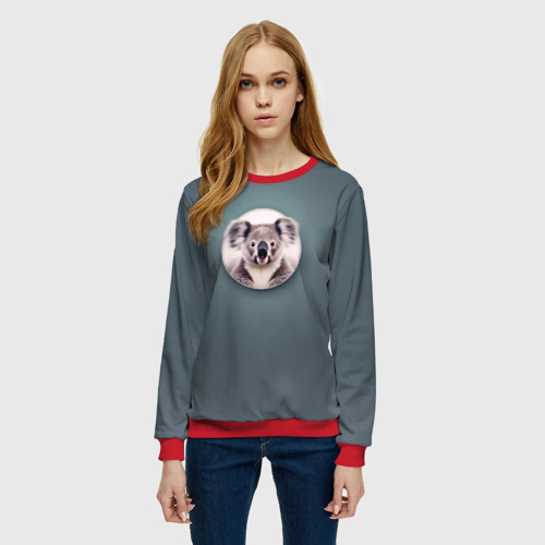 Женский свитшот 3D с принтом Забавная коала, фото на моделе #1