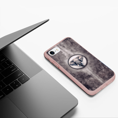 Чехол для iPhone 7/8 матовый с принтом Слон с хоботом, фото #5