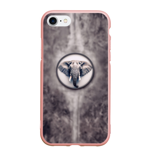 Чехол для iPhone 7/8 матовый с принтом Слон с хоботом, вид спереди #2