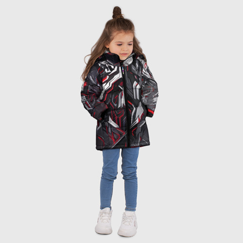 Зимняя куртка для девочек 3D Киберпанк доспехи, цвет красный - фото 5