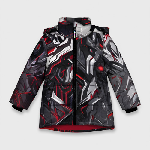 Зимняя куртка для девочек 3D Киберпанк доспехи, цвет красный