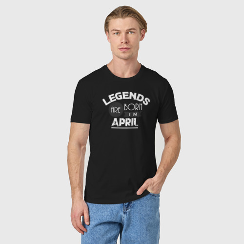 Мужская футболка хлопок Легенда апреля, цвет черный - фото 3