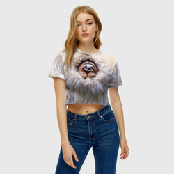 Женская футболка Crop-top 3D Ленивец в меху - фото 2