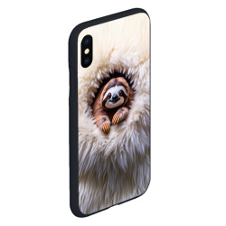 Чехол для iPhone XS Max матовый Ленивец в меху - фото 2