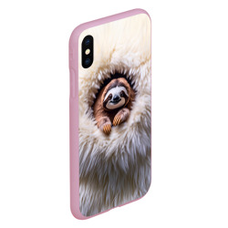 Чехол для iPhone XS Max матовый Ленивец в меху - фото 2