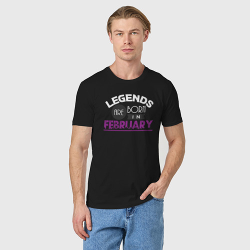 Мужская футболка хлопок Легенда февраля, цвет черный - фото 3