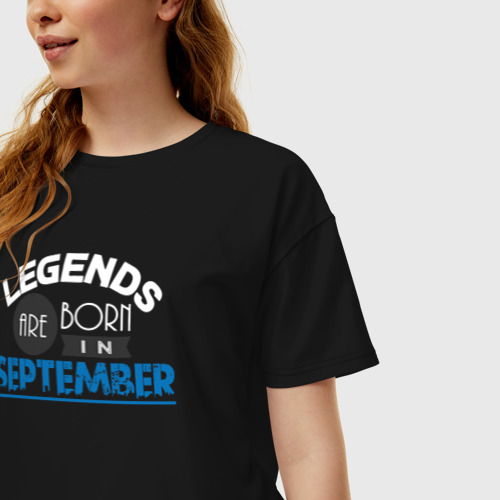 Женская футболка хлопок Oversize Легенда сентября, цвет черный - фото 3
