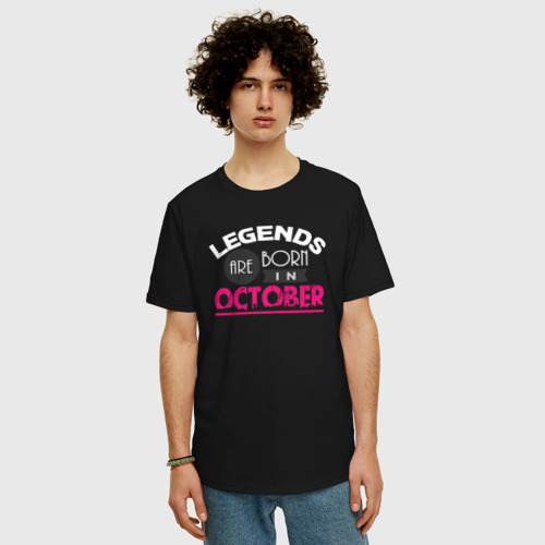 Мужская футболка хлопок Oversize Легенда октября, цвет черный - фото 3