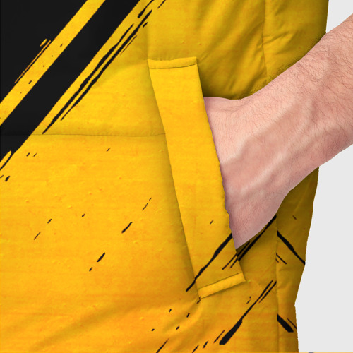 Мужской жилет утепленный 3D с принтом Spirited Away - gold gradient: надпись, символ, фото #4