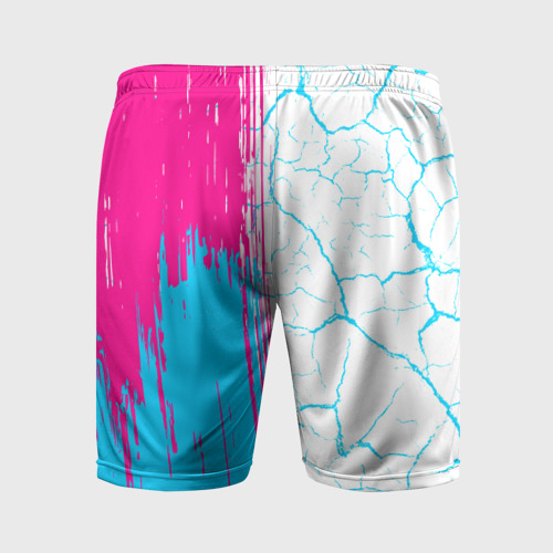 Мужские шорты спортивные с принтом Hellsing neon gradient style: по-вертикали, вид сзади #1