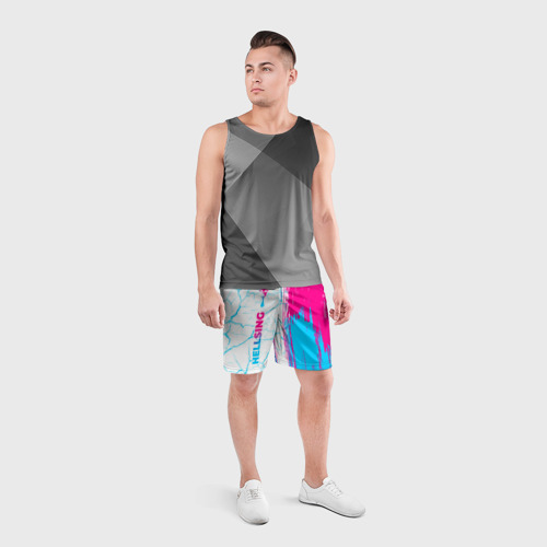 Мужские шорты спортивные с принтом Hellsing neon gradient style: по-вертикали, вид сбоку #3