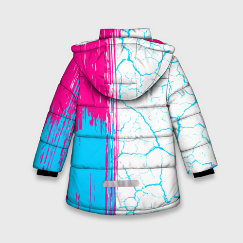 Зимняя куртка для девочек 3D с принтом Hellsing neon gradient style: по-вертикали, вид сзади #1