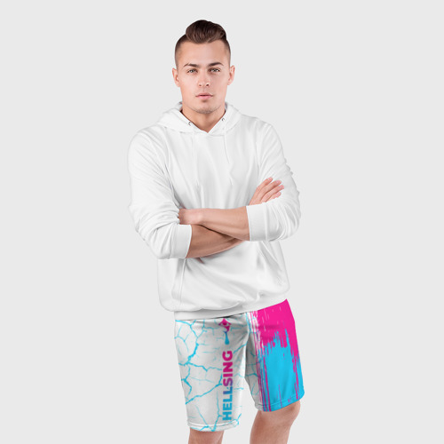 Мужские шорты спортивные с принтом Hellsing neon gradient style: по-вертикали, фото #4