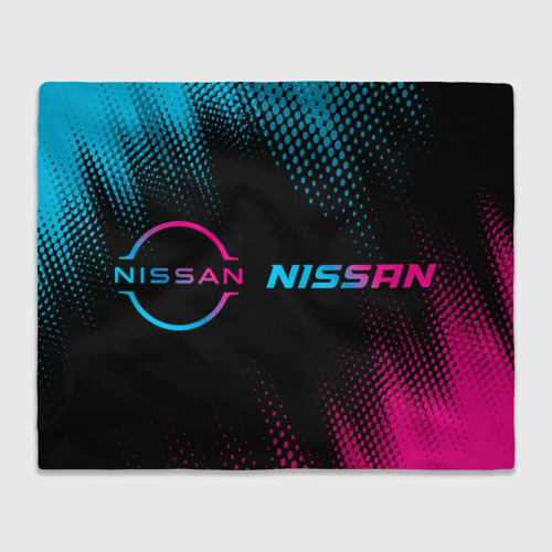 Плед 3D Nissan - neon gradient: надпись и символ, цвет 3D (велсофт)