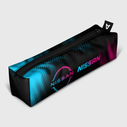 Пенал школьный 3D Nissan - neon gradient: надпись и символ