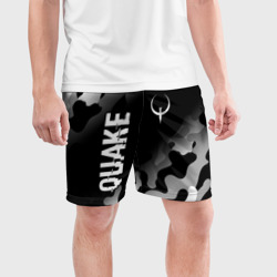 Мужские шорты спортивные Quake glitch на темном фоне: надпись, символ - фото 2