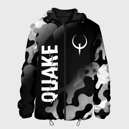 Мужская куртка 3D Quake glitch на темном фоне: надпись, символ, цвет 3D печать