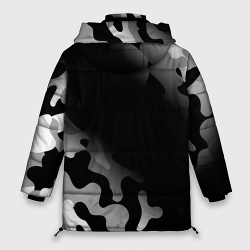 Женская зимняя куртка Oversize Quake glitch на темном фоне: надпись, символ, цвет черный - фото 2