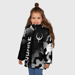 Зимняя куртка для девочек 3D Quake glitch на темном фоне: надпись, символ - фото 2