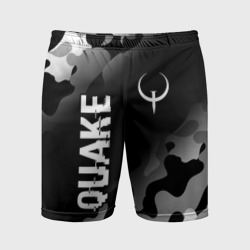 Мужские шорты спортивные Quake glitch на темном фоне: надпись, символ