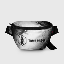 Поясная сумка 3D Tomb Raider glitch на светлом фоне: надпись и символ