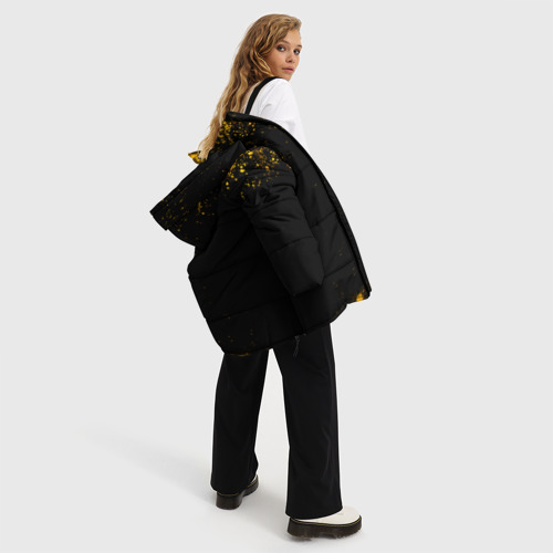 Женская зимняя куртка Oversize Need for Speed - gold gradient: надпись, символ, цвет черный - фото 5