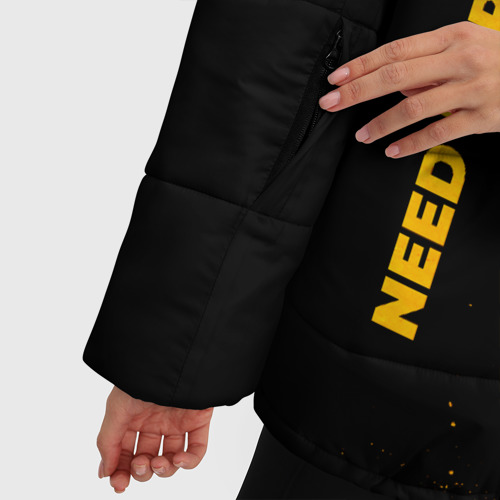 Женская зимняя куртка Oversize Need for Speed - gold gradient: надпись, символ, цвет черный - фото 6