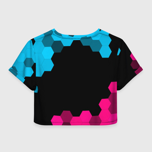 Женская футболка Crop-top 3D Quake - neon gradient, цвет 3D печать - фото 2