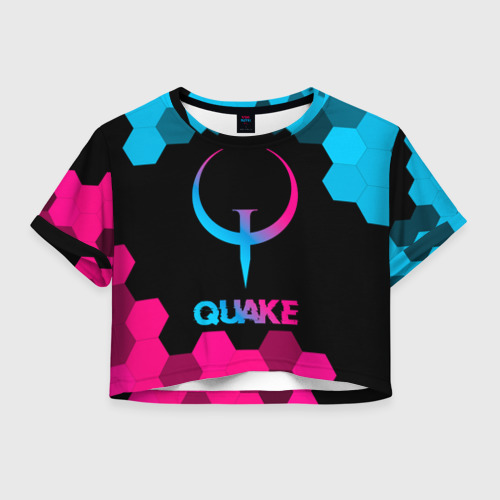 Женская футболка Crop-top 3D Quake - neon gradient, цвет 3D печать