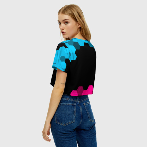 Женская футболка Crop-top 3D Quake - neon gradient, цвет 3D печать - фото 5