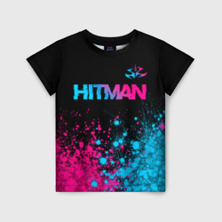 Детская футболка 3D Hitman - neon gradient: символ сверху