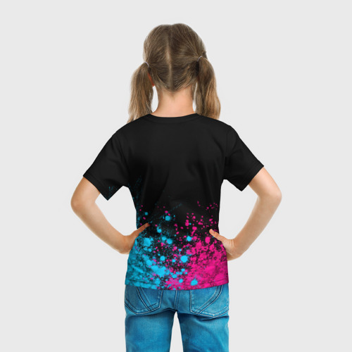 Детская футболка 3D Hitman - neon gradient: символ сверху, цвет 3D печать - фото 6