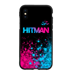 Чехол для iPhone XS Max матовый Hitman - neon gradient: символ сверху