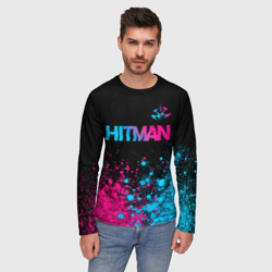 Мужской лонгслив 3D Hitman - neon gradient: символ сверху - фото 2