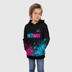 Детская толстовка 3D Hitman - neon gradient: символ сверху - фото 2