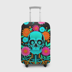 Чехол для чемодана 3D Неоновый скелет в цветах
