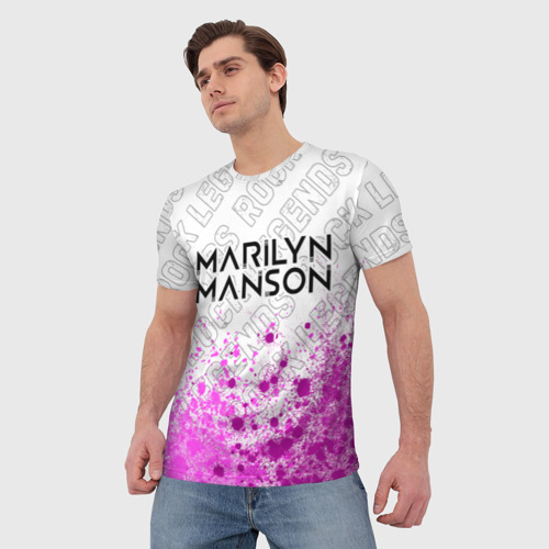 Мужская футболка 3D Marilyn Manson rock Legends: символ сверху, цвет 3D печать - фото 3